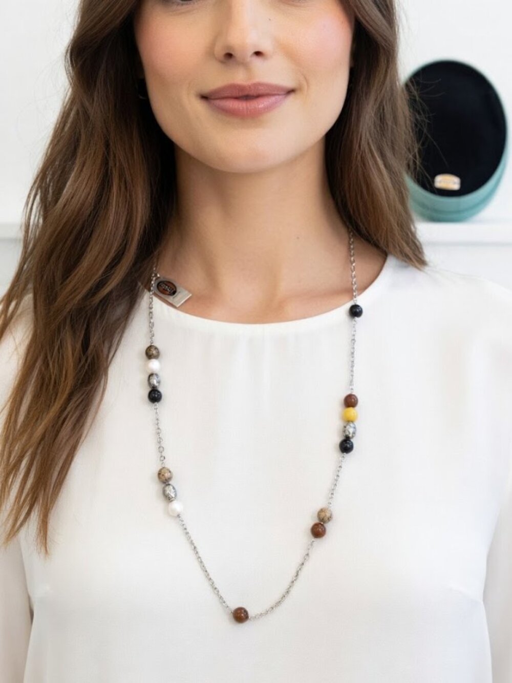 NWT Fossil Beaded Station Necklace | NIB with Original Tin